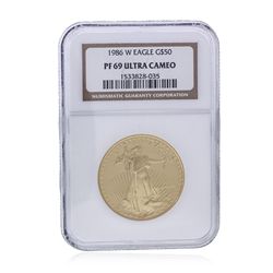 1986-W $50 1 Oz American Gold Eagle Coin NGC Graded PF69 Ultra Cameo