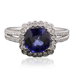 14KT White Gold 2.76ct Sapphire and Diamond Ring