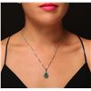 Image 2 : 14KT White Gold 3.75ct Emerald and Diamond Pendant With Chain