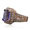 Image 2 : 14KT Rose Gold 5.45ct Tanzanite and Diamond Ring