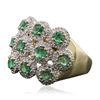 Image 2 : 14KT Yellow Gold 1.43cw Emerald and Diamond Ring