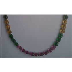 117.85 Ctw Necklace of Ruby, Citrine, Yellow Sapphire And Rose Quartz(Size 16 Inches)