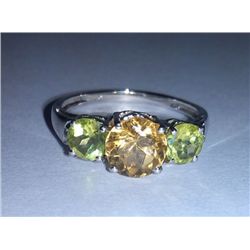 2.130g Ring of Peridot and Citrine Sterling 925 Silver