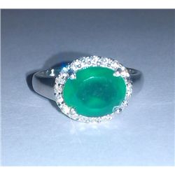3.120g Ring of Green Onex And CZ Sterling 925 Silver