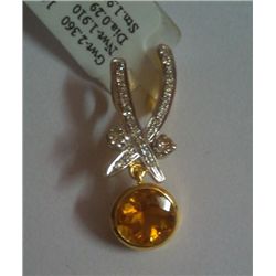 2.360g Pendant Made in 14kt 1.910g Gold, 0.29 Ctw Diamond, 1.96 Ctw Citrine