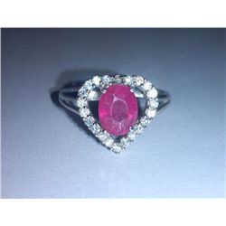3.890g Ring of Ruby and CZ Sterling 925 Silver