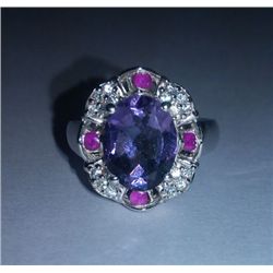 4.160g Ring of Amethyst, Ruby and CZ Sterling 925 Silver