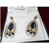 Image 1 : Large Sapphire Estate Earrings - Sterling Silver