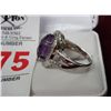 Image 2 : Large Amethyst Dinner Ring - Sterling Silver