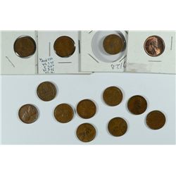 LOT ( 13 ) EARLY LINCOLN CENTS: 1919 AND EARLIER, MANY XF/AU COINS