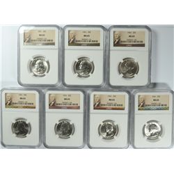 ( 7 ) 1961 WASHINGTON QUARTERS, NGC MS-65