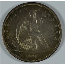 1841 SEATED LIBERTY HALF DOLLAR, MS-61