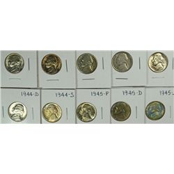 (10) JEFFERSON NICKELS (42, 42-D, 42-S, 43, 44, 44-D, 44-S, 45, 45-D, 45-S)