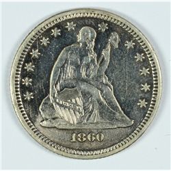 1860-O SEATED QUARTER AU++