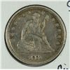 Image 1 : 1861 SEATED QUARTER (CIVIL WAR DATE) XF-45