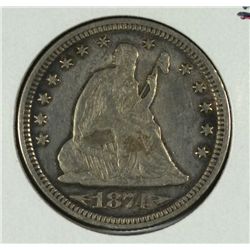 1874 SEATED QUARTER XF-45