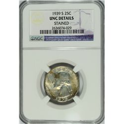 1939-S WASHINGTON QUARTER NGC UNC DETAILS