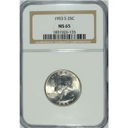 1953-S WASHINGTON QUARTER NGC MS-65