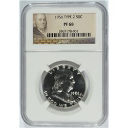 1956 TYPE-2 FRANKLIN HALF DOLLAR,  NGC PROOF-68!