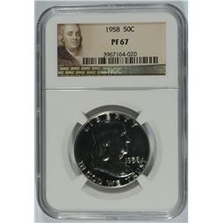 1958 FRANKLIN HALF DOLLAR, NGC PROOF-67