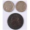 Image 1 : 1913-S TYPE -1 & 1917-S BUFFALO NICKELS, VG & 1853  ARROWS RAYS HALF DOLLAR, AG