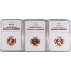 ( 3 ) 1957-D LINCOLN CENTS, NGC MS-66 RED GEMS