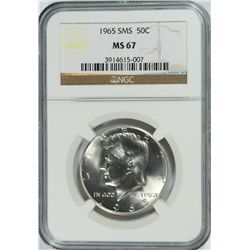 1965 SMS KENNEDY HALF DOLLAR, NGC MS-67