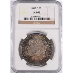 1885-O MORGAN SILVER DOLLAR NGC MS-65 RAINBOW COLOR BOTH SIDES