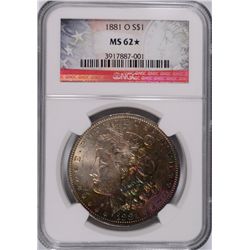 1881-O MORGAN DOLLAR NGC MS-62 (STAR) (AWESOME TONING)
