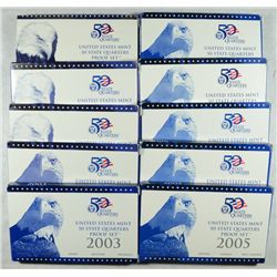 1999 THRU 2008 U.S. STATE QUARTER PROOF SET IN  VERY NICE ORIGINAL PACKAGING