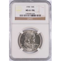 1950 FRANKLIN HALF DOLLAR, NGC MS-61 FBL