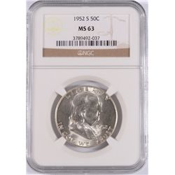 1952-S FRANKLIN HALF DOLLAR, NGC MS-63