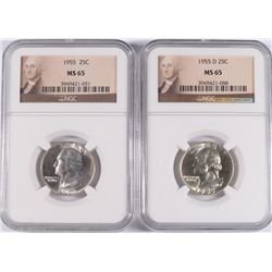 1955 P&D WASHINGTON QUARTERS, NGC MS-65