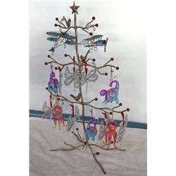 Pier one imports Christmas tree with ornaments.