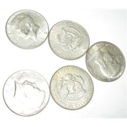 5 TOTAL SILVER KENNEDY HALF DOLLARS *MIXED DATES & GRADES-NICE EARLY SILVER HALF DOLLARS*!!