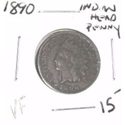 1890 INDIAN HEAD PENNY RED BOOK VALUE $15.00+ *NICE EARLY VERY FINE GRADE*!! PENNY CAME OUT OF SAFE!