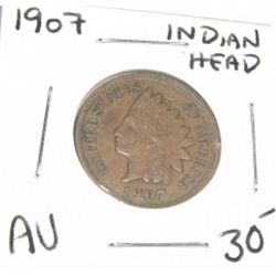 1907 INDIAN HEAD PENNY RED BOOK VALUE $30.00+ *NICE EARLY AU HIGH GRADE*!! PENNY CAME OUT OF SAFE!!