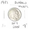 Image 1 : 1921 *KEY DATE* BUFFALO NICKEL RED BOOK VALUE $7.00+ *NICE EARLY VERY GOOD GRADE*!! BUFFALO NICKEL C