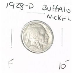 1928-D BUFFALO NICKEL RED BOOK VALUE $10.00+ *NICE EARLY FINE GRADE*!! BUFFALO NICKEL CAME OUT OF SA