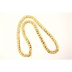 CHAIN: [1] 18kyg (tested) Cuban link chain necklace 24 1/2'' long x 11mm wide. No clasp. Solid const
