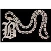 Image 1 : CHAIN & PENDANT:  [1] 14KWG 34 inch ''B'' link chain pave' set with round diamonds,  TWA 17.70 cts.,