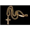 Image 1 : PENDANT AND CHAIN: [1] Gents diamond and 10kyg cross pendant on 10yg (tested) chain. Cross is 3'' lo