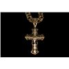 Image 2 : PENDANT AND CHAIN: [1] Gents diamond and 10kyg cross pendant on 10yg (tested) chain. Cross is 3'' lo
