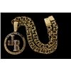 Image 1 : NECKLACE:  [1] 10KYG custom link chain, 24 1/2''s;  and [1] 10KYG with rhodium plated accents round 