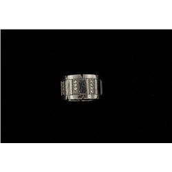 RING:  [1] 18KWG Cartier Tank Francaise wedding band set with 32 round diamonds, approx. 0.48 cttw.,