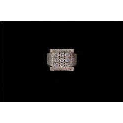 RING:  [1] 10KWG ring set with 97 round diamonds, approx. 1.78 cttw., good/ G-I/ VS-SI; size 6 1/2; 