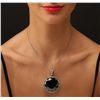 Image 2 : 14KT White Gold 127.94ct Black and White Diamond Pendant With Chain