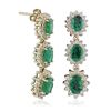 Image 2 : 14KT Yellow Gold 3.54ctw Emerald and Diamond Earrings