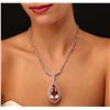 Image 1 : 14KT Rose Gold GIA Certified 42.02ct Morganite and Diamond Pendant With Chain