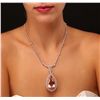 Image 2 : 14KT Rose Gold GIA Certified 42.02ct Morganite and Diamond Pendant With Chain